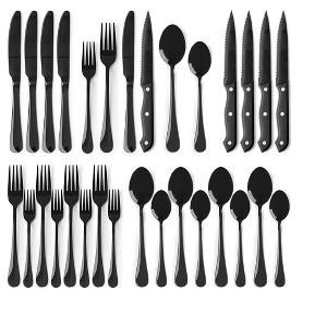 Aoibox 24-Piece Stainless Steel Silverware Set with Steak Knives, Flatware for 4,Mirror Polished Cutlery Set Includes Spoons&Forks for Home Restaurant - 1 of 4