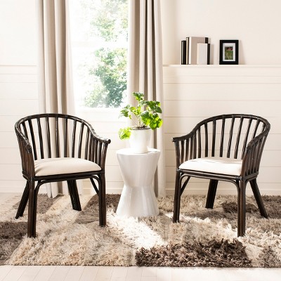 Transitional Gino Arm Chair in Dark Brown with White Cotton Cushion