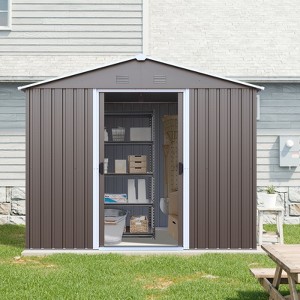 Kumasinova 8x4 Ft/6x5 Ft Metal Outdoor Storage Shed with Lockable Doors and Air Vent for Backyard Garden,Patio,Gray - 1 of 4