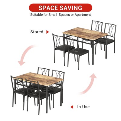 Dining Table Set for 4, Rectangle Kitchen Table with 4 Chairs Set for 4