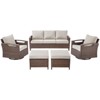POCASSY 4 Piece Patio Furniture Set, All Weather Brown Wicker Outdoor Conversation Set with Patio Couch, Swivel Glider Chairs, and Metal Coffee Table - 3 of 4
