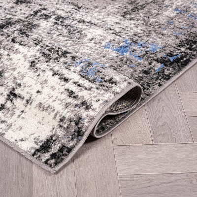 Adare Blue and Gray Abstract 5' x 7' Synthetic Area Rug