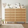 5-Drawer Rattan Dresser, Tall Dresser with Deep Drawers,, Long Wooden Dresser for Living Room, Hallway, Kids Room - 3 of 4
