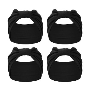 Unique Bargains Women's Yoga Hair Scarfs Bohemia Head Wraps 5.31" Wide Black 4 Pcs - 1 of 4