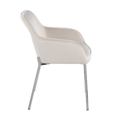 Daniella Cream Velvet and Chrome Steel Upholstered Dining Chair