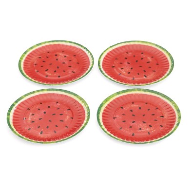 The Lakeside Collection Melamine Watermelon Salad Plates for Meals and Snacks - Set of 4 4 Pieces