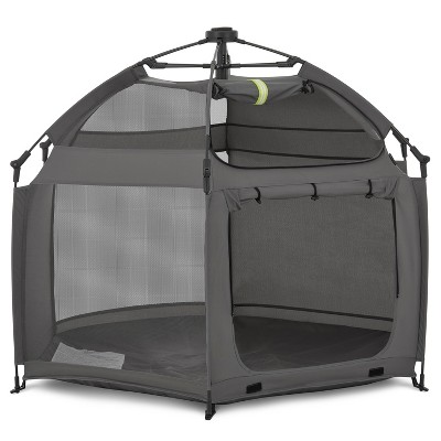 Charcoal Gray Pop-Up Children Playpen with Canopy Cover