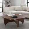 PexFix 38" Round Modern Coffee Table Farmhouse Solid Wood Tea Table with Cross Sturdy Legs for Home Office Living Room Walnut - 2 of 4