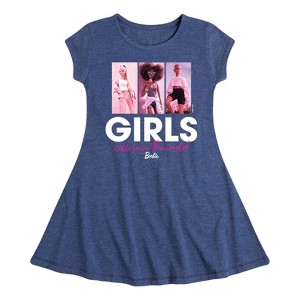 Girls' - Barbie - Girls Will Save The World Fit & Flair Cap Sleeve Dress - 1 of 2