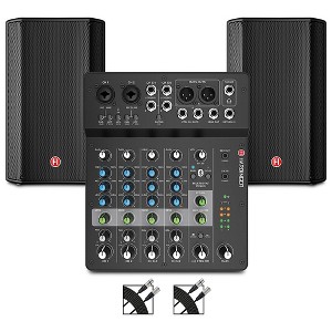 Harbinger VARI V1112 12" Powered Speakers Package With LV8 Mixer & Cables - 1 of 4