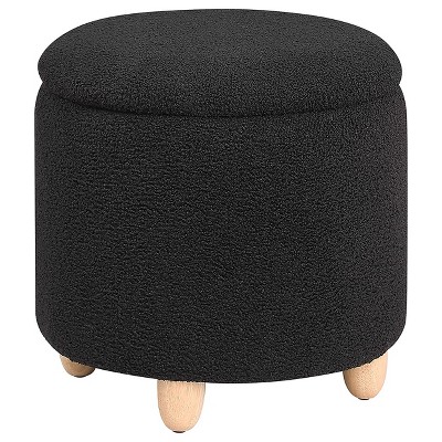 Coaster Home Furnishings Valia Faux Sheepskin Upholstered Round Storage Ottoman Ivory