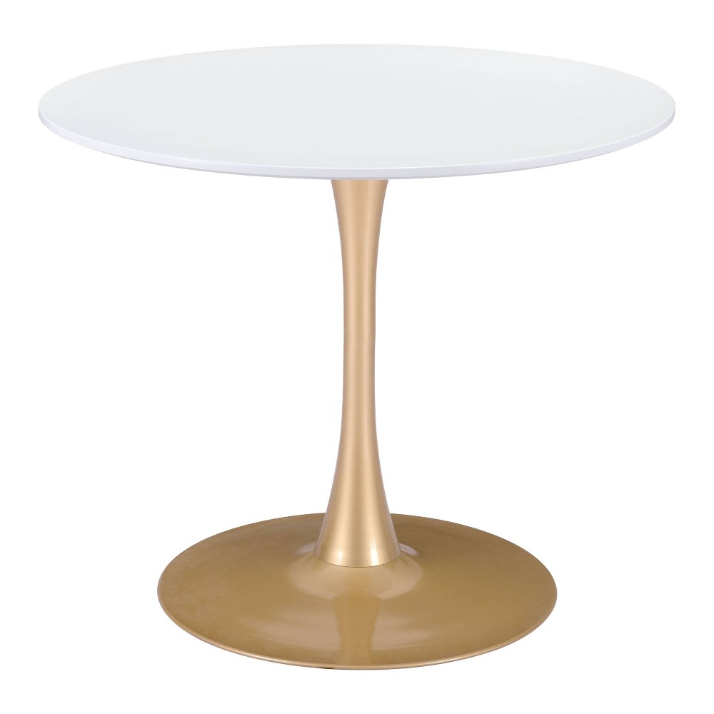 Photos - Dining Table 35.4" Olympia  White/Gold - ZM Home