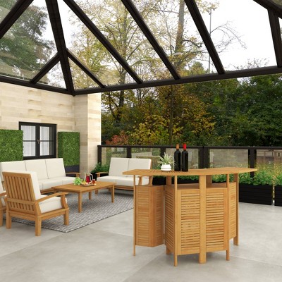 Teak Wood Indoor Outdoor Folding Bar Table with Expandable Sides
