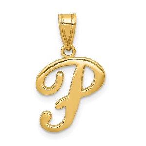 Black Bow Jewelry 14k Yellow Gold, Mimi Collection, Small Script Initial P Pendant - 1 of 4