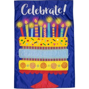 Celebrate Cake Applique House Flag Birthday Party 28" x 40" Briarwood Lane - 1 of 4
