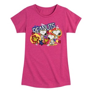 Girls' - Peanuts - Snoopy Woodstock Fitted Short Sleeve Graphic T-Shirt - 1 of 4