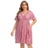 Clearlove Plus Size Dresses for Curvy Women Floral Sleeves Tiered Layers Casual Mini Dress with Pocket - 2 of 4