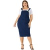 Agnes Orinda Women's Plus Size Denim Back Vent Raw Hem Bodycon Dresses - 3 of 4