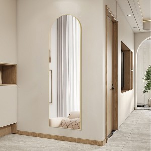 Wooakway Metal Arch Full Length Mirror Freestanding Mirror Wall Mirror Decorative Mirror Black/Gold - 1 of 4
