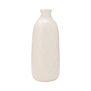 Sagebrook Home Ceramic Vase Contemporary Plaid Textured Vase For Floral Arrangements Decorative Table Accent - 1 of 4