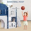 8-in-1 Toddler Playset with Slide – Indoor Outdoor Baby Activity Center for Ages 1-3, Featuring Climber, Crawl Tunnel, Basketball Hoop, Telescope - 3 of 4
