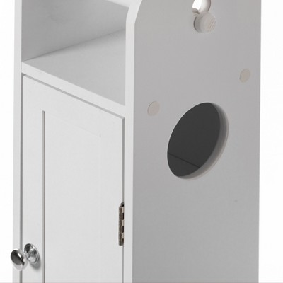 White Freestanding Bathroom Toilet Paper Holder with Storage Cabinet