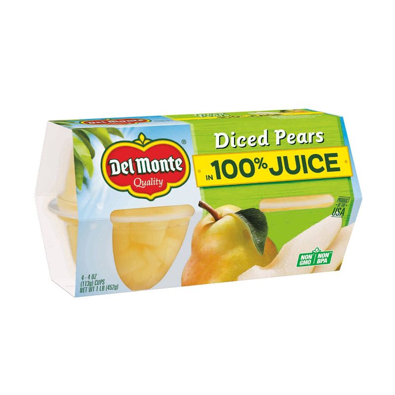 Del Monte Diced Pears In 100% Juice Fruit Cups 4pk - 4oz, 3 of 5