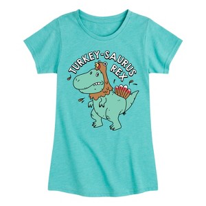 Girls' - Instant Message - Turkeysaurus Rex Fitted Short Sleeve Graphic T-Shirt - 1 of 4