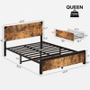 Homhougo King Bed Frame, Platform Full Size Bed Frame with Wood Headboard, Metal Full Bed Frame Brown Brown - 2 of 4