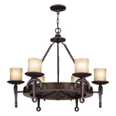 Cape May Olde Bronze 6-Light Chandelier with Satin Glass