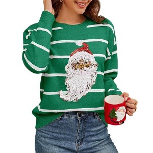 Clearlove Christmas Sweaters for Women Cute Christmas Sweater Ugly Xmas Sweater Crewneck Holiday Knit Pullover Tops - 1 of 4