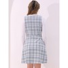 Allegra K Women's U Neck Plaid Tweed Mini Length Overalls Pinafore Dress - 3 of 4