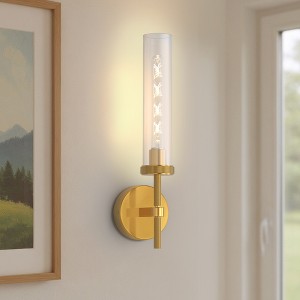 DORESshop 3 in. 1-Light Brass Wall Sconces Set of 2, Dimmable 360Â¡Ã£ Lighting Decorative Wall Lamps for Bedroom Living Room, Hallway - 1 of 4