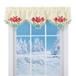 Collections Etc Red Poinsettia Cluster Embroidered Curtain Valance