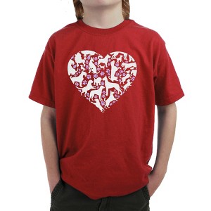 LA Pop Art Dog Heart - Boy's Word Art T-Shirt - 1 of 4
