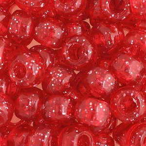 John Bead 1000pcs 9mm Plastic Crow Beads Sparkle Crimson Pony Bead - 1 of 1