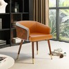 ARTPLAN Mid Century Modern Dining Chair, Faux Leather with Walnut,Uphoolsted Accent Arm Chair,Sitting Chair with Wooden Gold Metal feet - 4 of 4