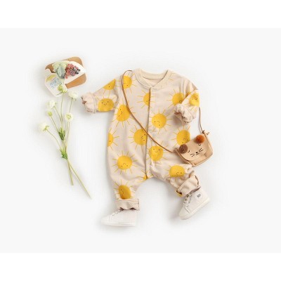 MyKids-USA Baby Cartoon Sun Pattern Snap Button Long Sleeved Romper In Spring & Autumn