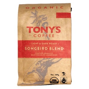 Tony's Coffee Songbird Blend Whole Bean Light Roast Coffee - 12oz - 1 of 4