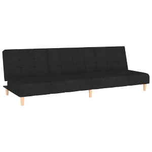 vidaXL 2-Seater Sofa Sleeper Bed - Black Fabric, Convertible Couch for Living Room/Dorm/Office, Upholstered, Foam-Filled - 1 of 4