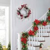18" Snow-Flocked White Artificial Christmas Wreath – Red Apples & Pine Cones, for Front Door, Fireplace, Table Centerpieces (Indoor/Outdoor) - 2 of 4