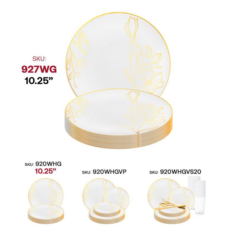 Smarty Had A Party 7.5" White with Gold Antique Floral Round Disposable Plastic Appetizer/Salad Plates (120 Plates), 5 of 7