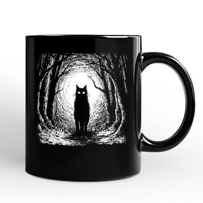 Haunted Forest Black Cat Mug, Spooky Halloween Night Gift | OrnamentallyYou