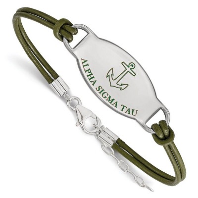 Black Bow Jewelry Sterling Silver Alpha Sigma Tau Greek Life Strand Bracelet 7 Inch