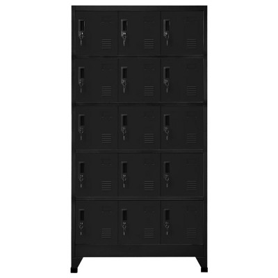 vidaXL Black Locker Cabinet-35.4"x15.7"x70.9", Steel Construction with Air Vents, Lockable Doors, and Name Tag Holder for Secure and Organized Storage