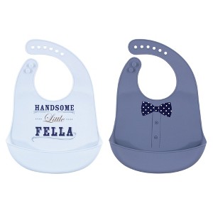 Little Treasure Baby Boy Silicone Bibs 2pk, Handsome Fella, One Size - 1 of 1