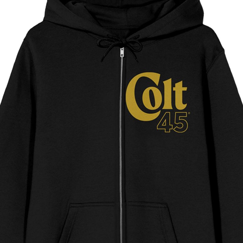 Colt 45 Horseshoe Logo Long Sleeve Black Adult Zip-Up Sweatshirt, 2 of 5