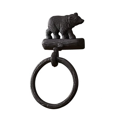 Park Designs Cast Black Bear Ring Hook - Set of 2