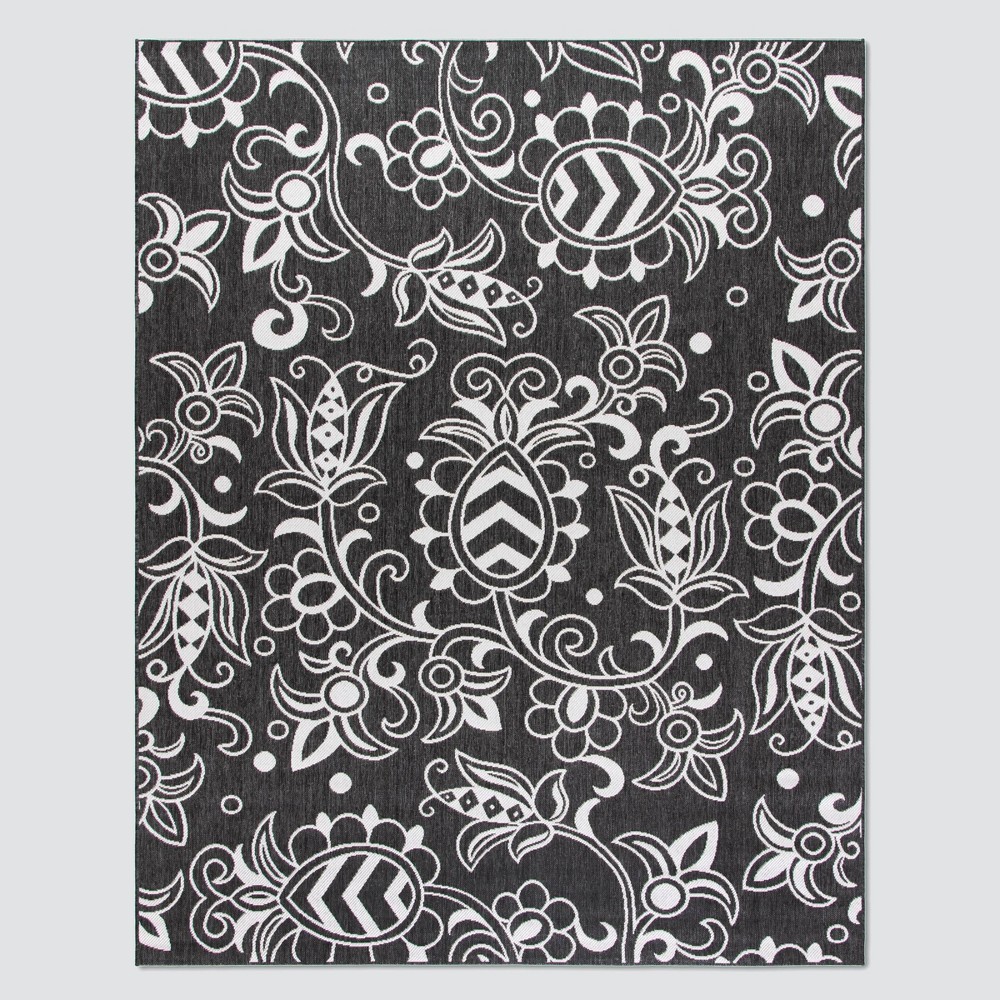 4'X6' Fredia Outdoor Rug Black/Light Gray - Safavieh