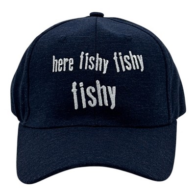 Here Fishy Fishy Fishy Hat Funny Outdoor Fishing Lovers Cap - Crazy Dog